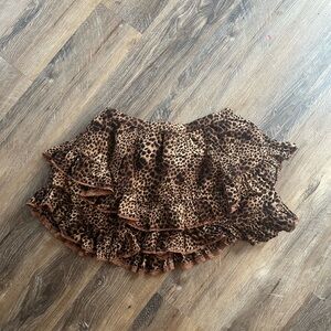 Aerie Brown Leopard Ruffle Skort